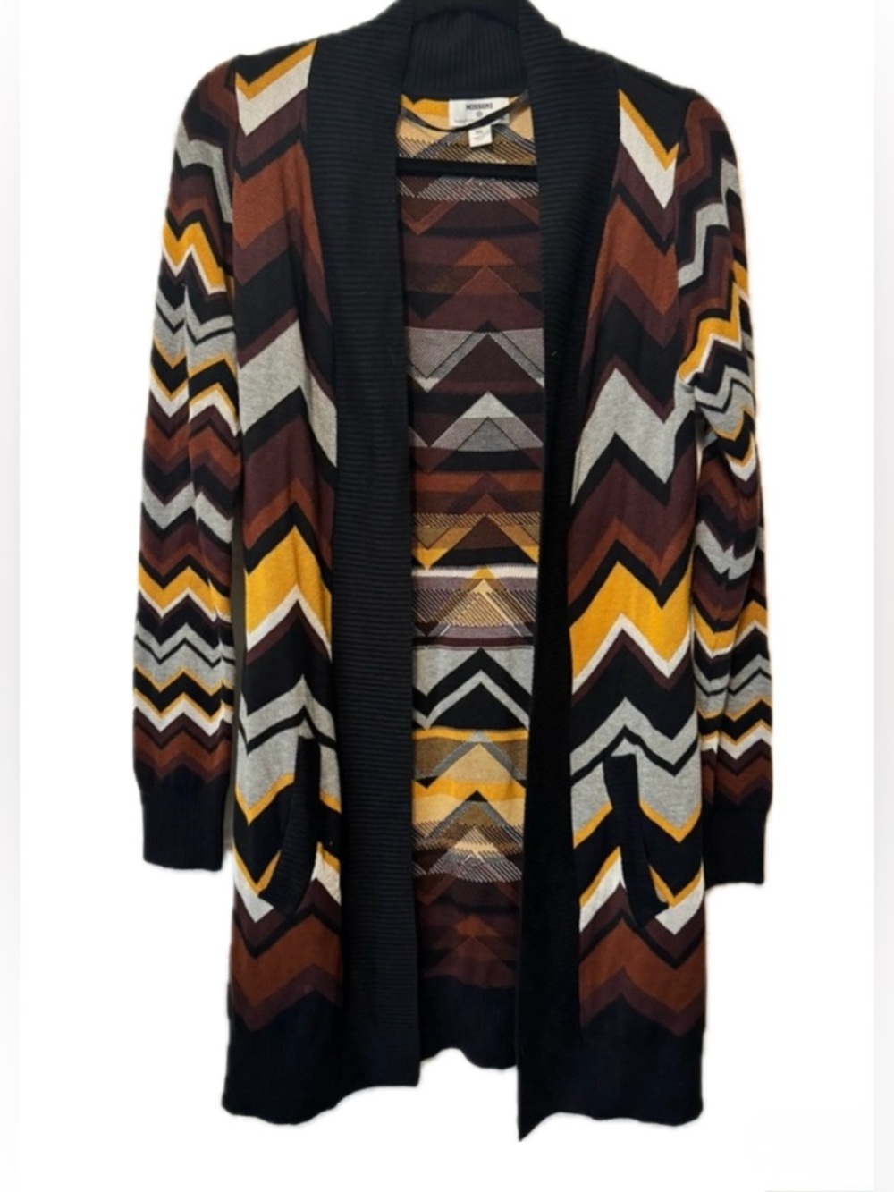 Missoni for Target Chevron Cardigan XS Open Front Zigzag Boho Duster Sweater - Picture 2 of 7